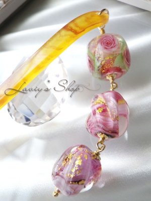 画像3: 〜匠〜24金粉入り蜻蛉珠の3連簪