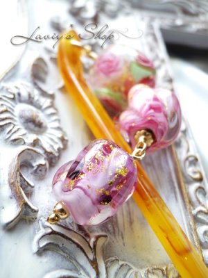 画像5: 〜匠〜24金粉入り蜻蛉珠の3連簪