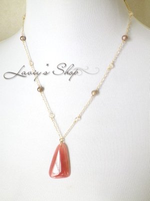 画像7: ペルー産大粒フリーシェイプインカローズのデザインチェーンネックレス