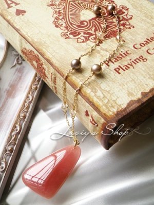 画像2: ペルー産大粒フリーシェイプインカローズのデザインチェーンネックレス