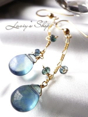 画像2: バイカラーフローライトとブルートルマリンのデザインピアス