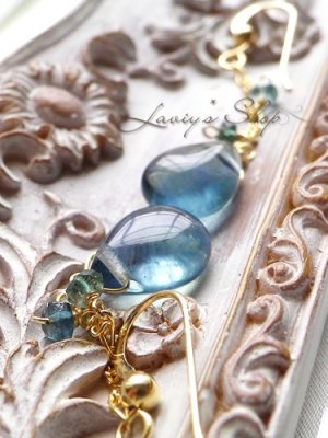 画像5: バイカラーフローライトとブルートルマリンのデザインピアス