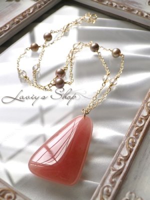 画像4: ペルー産大粒フリーシェイプインカローズのデザインチェーンネックレス