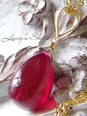 画像3: K14GF/メレダイヤinルビードロップの1粒ネックレス