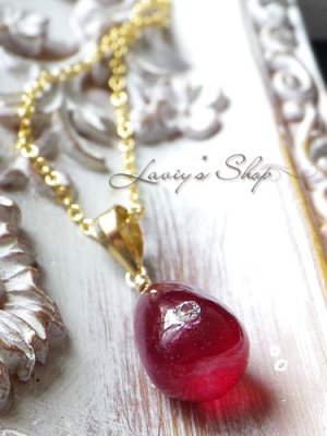 画像4: K14GF/メレダイヤinルビードロップの1粒ネックレス