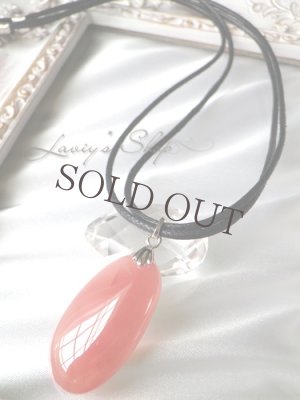 画像2: ペルー産大粒フリーシェイプインカローズのワックスコードネックレス