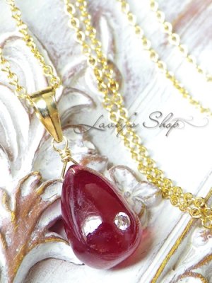 画像2: K14GF/メレダイヤinルビードロップの1粒ネックレス