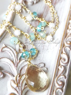 画像8: 大粒スキャポライトとパステルＧｅｍの夏色フリンジネックレス