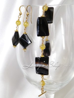 画像7: 大振りファンシーオニキスとルチルクォーツのブレスレット