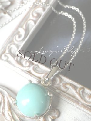 画像2: ラウンドカボションターコイズの1粒ネックレス