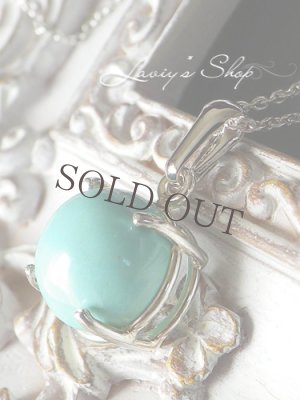 画像3: ラウンドカボションターコイズの1粒ネックレス