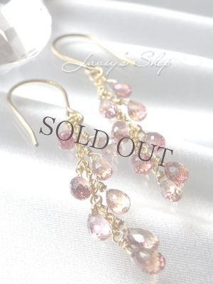 画像2: 非加熱/ロゼカラーサファイアのタッセルピアス