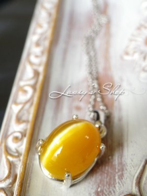画像6: 甲高猫目イエローオパールの1粒ネックレス
