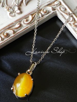 画像9: 甲高猫目イエローオパールの1粒ネックレス