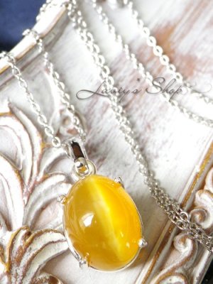 画像3: 甲高猫目イエローオパールの1粒ネックレス