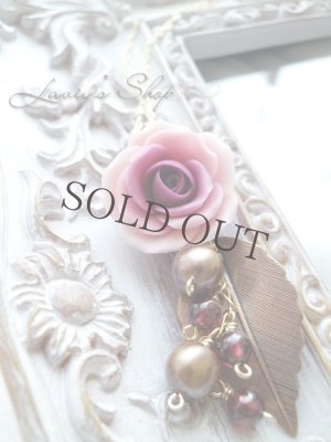 画像5: クラシカルパープルローズとブラスリーフのネックレス