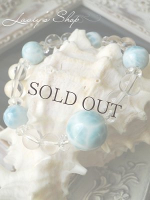 画像5: 大珠高品質ラリマールと水晶のスピリチュアルブレスレット