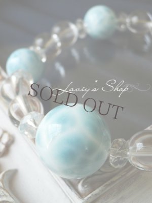 画像4: 大珠高品質ラリマールと水晶のスピリチュアルブレスレット