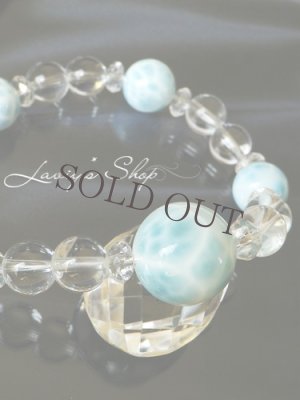 画像3: 大珠高品質ラリマールと水晶のスピリチュアルブレスレット