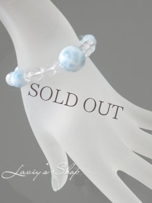 画像6: 大珠高品質ラリマールと水晶のスピリチュアルブレスレット