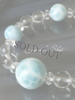 画像2: 大珠高品質ラリマールと水晶のスピリチュアルブレスレット