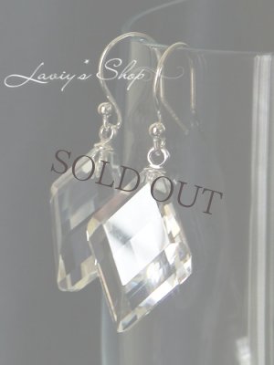 画像7:  ステップカット水晶の１粒ピアス