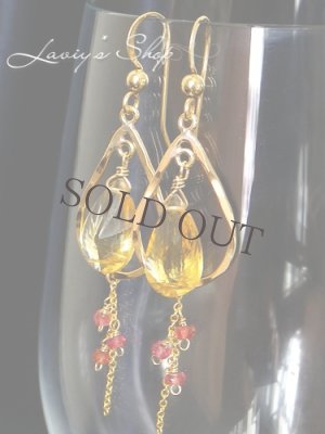 画像6: コンケイヴシトリンとレディッシュオレンジサファイアのデザインピアス