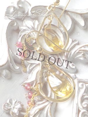 画像4: コンケイヴシトリンとレディッシュオレンジサファイアのデザインピアス