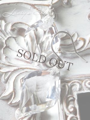 画像3:  ステップカット水晶の１粒ピアス