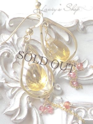 画像3: コンケイヴシトリンとレディッシュオレンジサファイアのデザインピアス