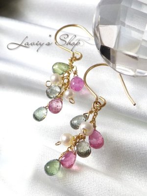 画像2: 2Color雫サファイアのタッセルデザインピアス