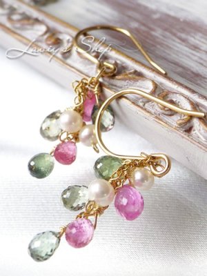 画像3: 2Color雫サファイアのタッセルデザインピアス