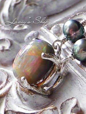 画像4: 甲高ぽってりブラックオパールと淡水パールのネックレス