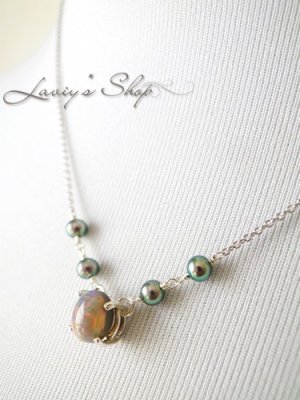 画像11: 甲高ぽってりブラックオパールと淡水パールのネックレス