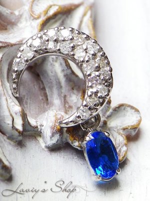 画像6:  宝石アウイナイトが揺れるお月さまペンダントトップ