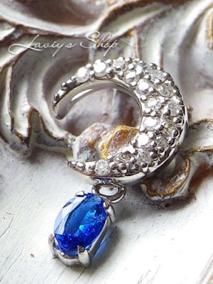 画像2:  宝石アウイナイトが揺れるお月さまペンダントトップ