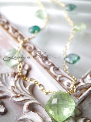 画像2: アフガニスタン産グリーン系トルマリンのアシメデザインネックレス