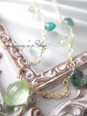 画像3: アフガニスタン産グリーン系トルマリンのアシメデザインネックレス