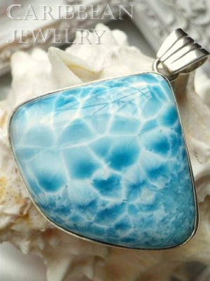 画像4: SAグレード!美麗波模様ラリマールのシェルフォルムペンダントトップ