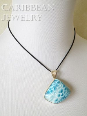 画像9: SAグレード!美麗波模様ラリマールのシェルフォルムペンダントトップ