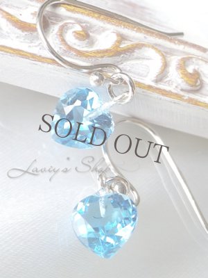 画像2: 宝石ハートカットスイスブルートパーズの1粒ピアス