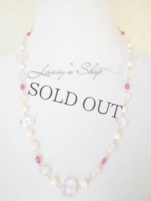 画像7: ピンクMix Gemのロングネックレス(贅沢Vr)