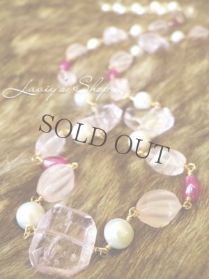 画像5: ピンクMix Gemのロングネックレス(贅沢Vr)