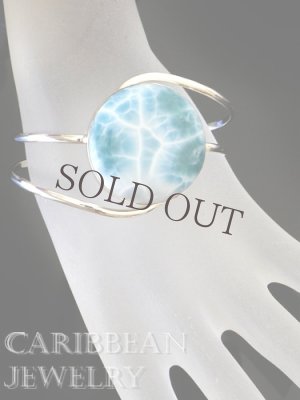 画像7: 美コントラスト！特大ラリマールのフリーバングル