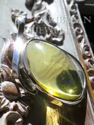 画像6: ハニーカラーブルーアンバーのデザインペンダントトップ