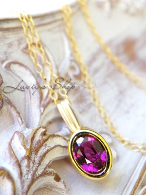 画像2: パープルガーネットの1粒ネックレス(OV)