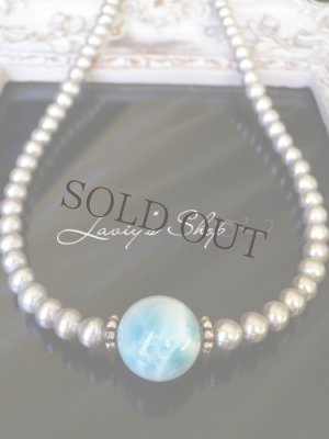 画像5: 大珠高品質ラリマールと淡水パールの贅沢ネックレス