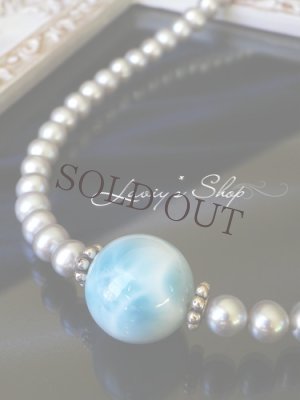 画像3: 大珠高品質ラリマールと淡水パールの贅沢ネックレス