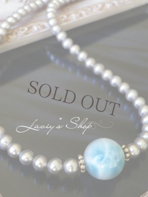 画像2: 大珠高品質ラリマールと淡水パールの贅沢ネックレス