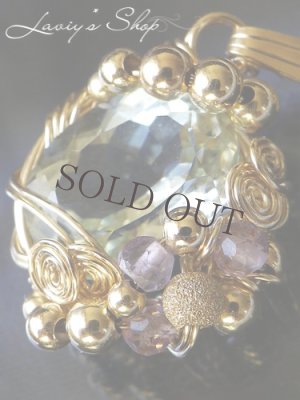 画像3: 宝石グリーンアメジストのワイヤリングデコネックレス